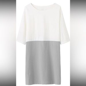 Eileen fisher tunic long tunic blouse / dress white and gray color block